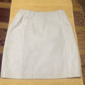 Chic White Pencil Skirt-Genuine Leather